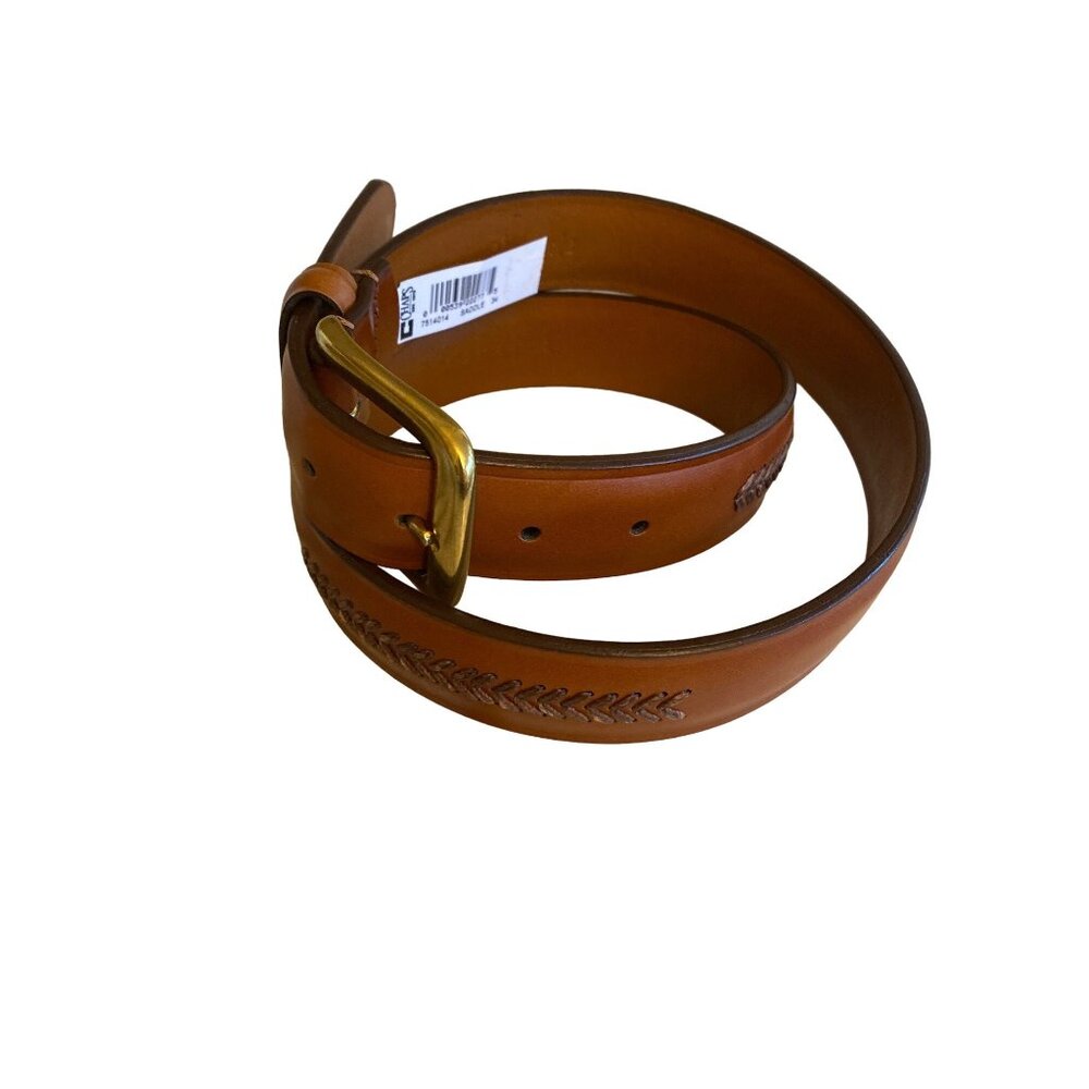 Chaps‎ Brown Leather Belt Woven Detail Size 34